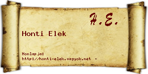Honti Elek névjegykártya
